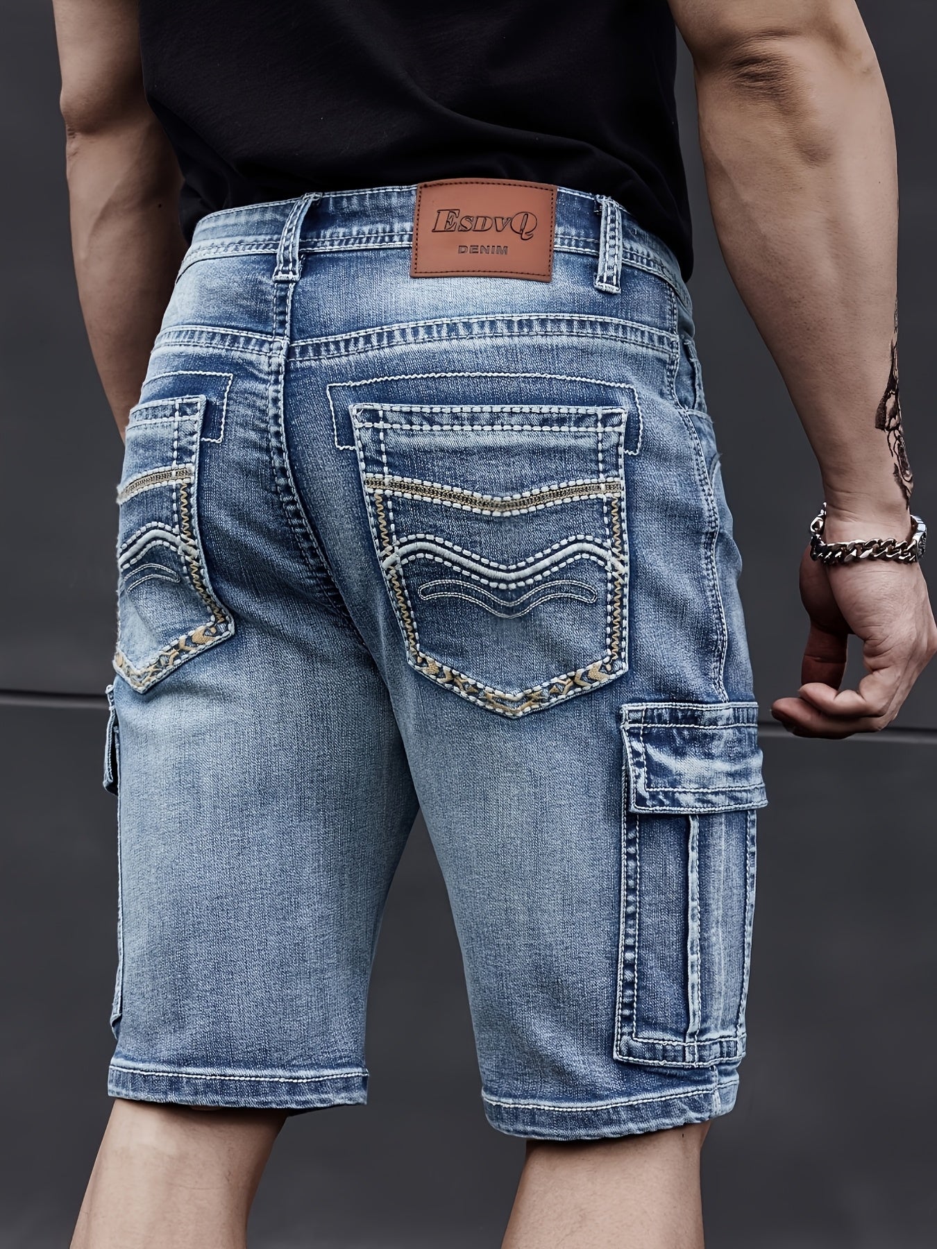 Pantaloni Corti in Denim Multi-Pocket da Uomo - Pratici e Confortevoli