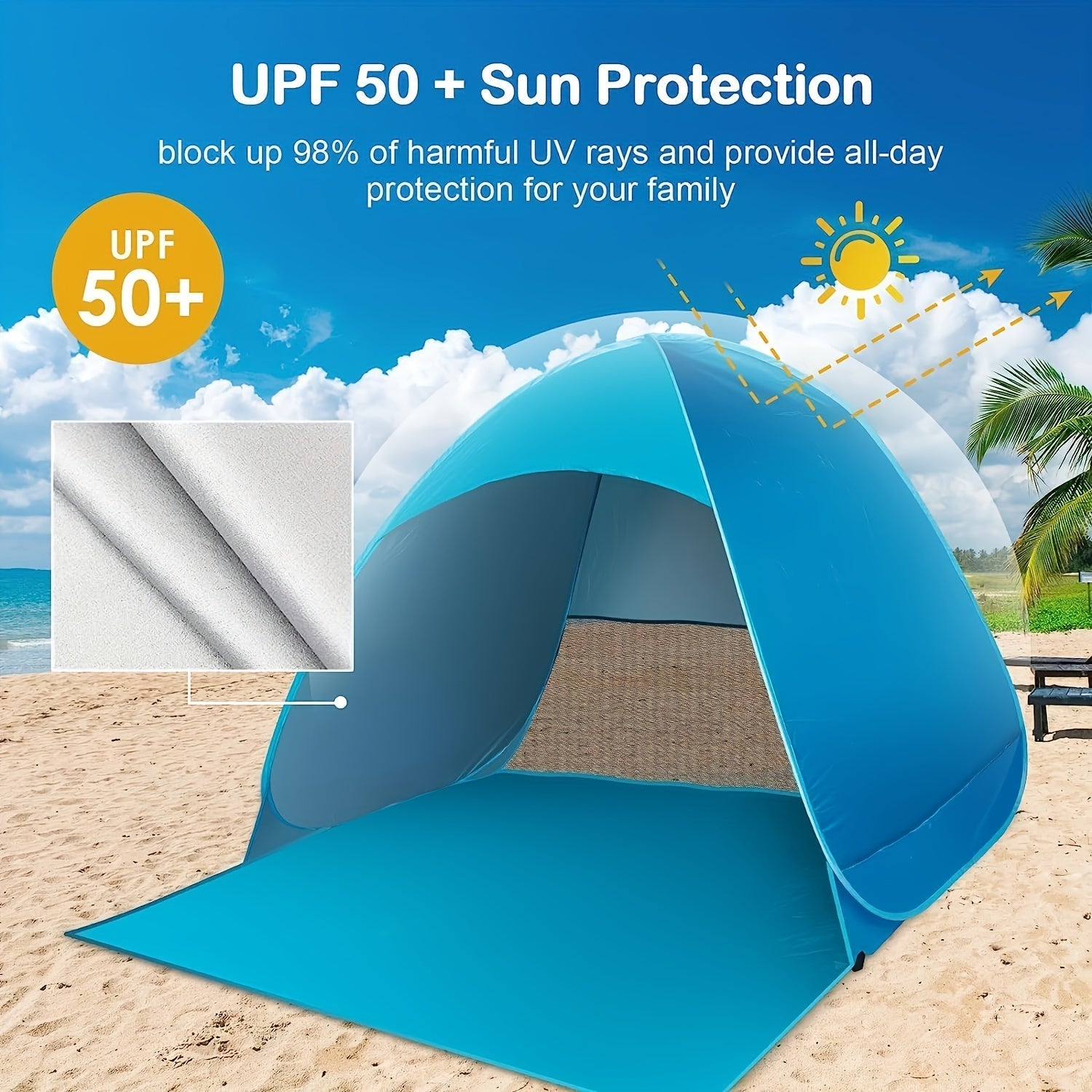 BreezeShield Tenda da Spiaggia – Protezione e Comfort per Ogni Giorno in Spiaggia