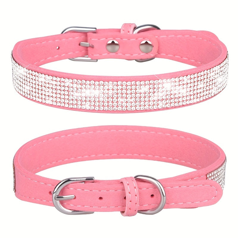 Collare per Cani in Pelle Regolabile con Strass – Forte e Durevole