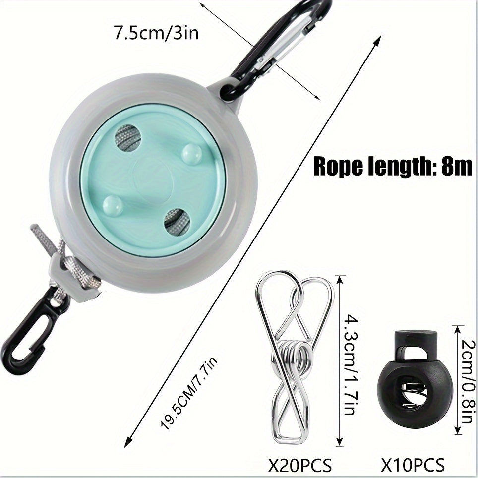 Lino da Stendere Portatile Regolabile – Lino da Campeggio di 8 Metri per Esterni e Viaggi
