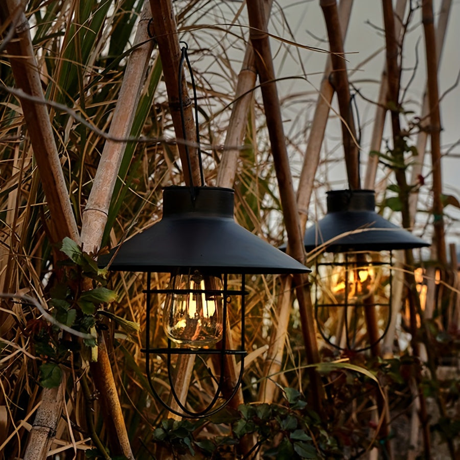 Set di 2 Lanterna Solari Retro – Lampade Vintage per Giardino e Balcone