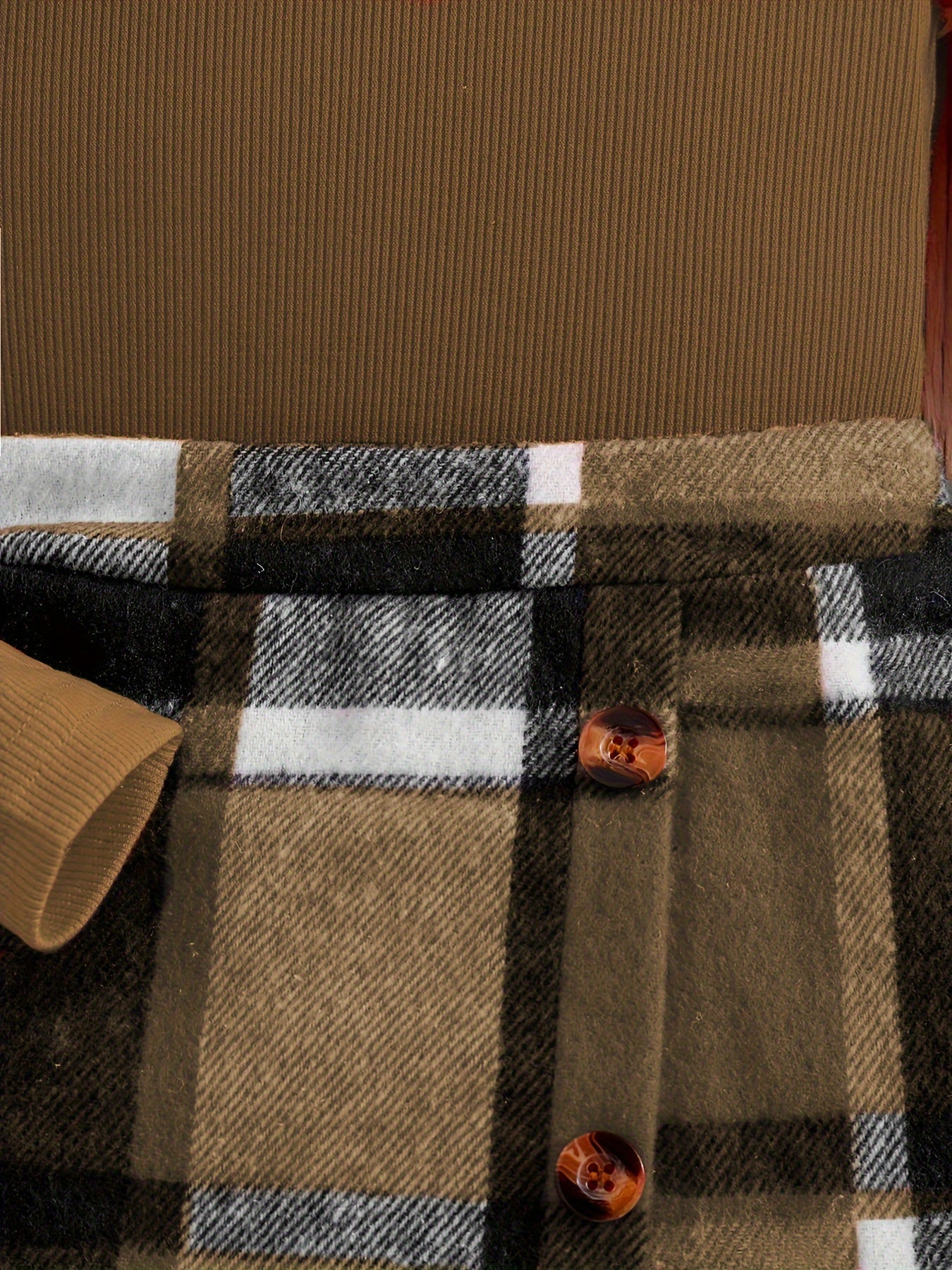 Completo Elegante con Collo Alto per Bambini - Gonna a Quadri e Maglione