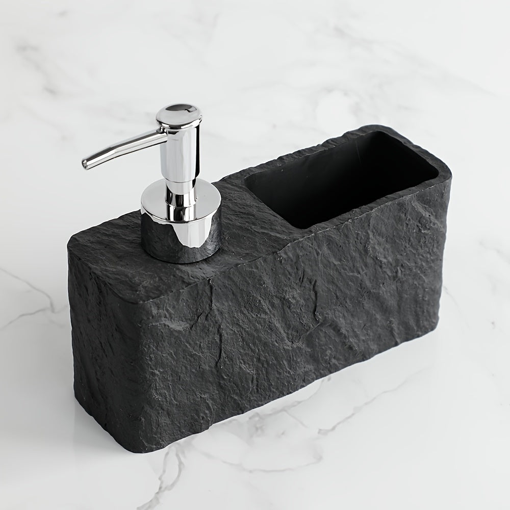 Dispenser per Sapone in Stile Pietra con Portasponda – Elegante e Pratico per Cucina o Bagno