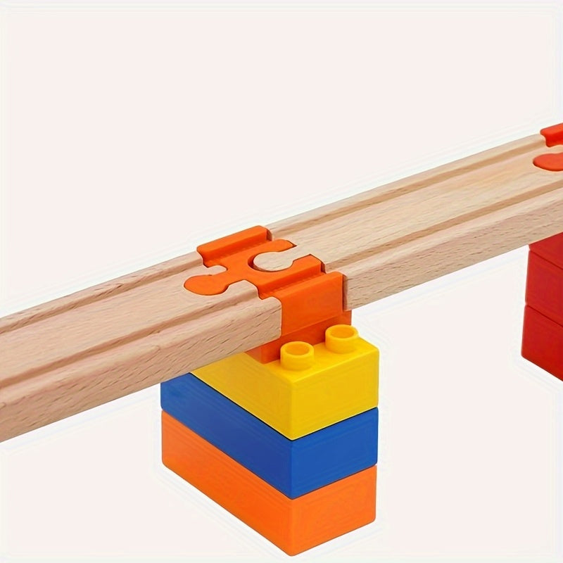 Set di 7-14 Adattatori per Binari Colorati in Legno – Connettori Regolabili per Modellismo