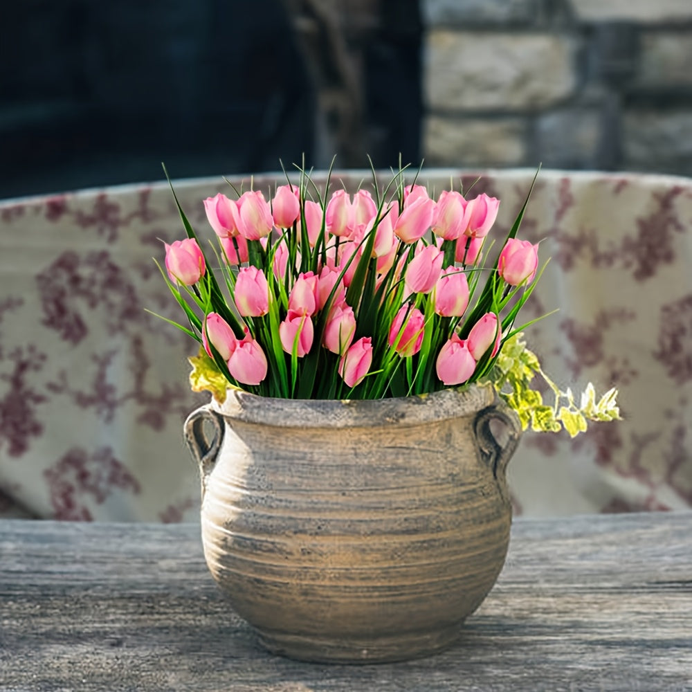 Set di 6 Mazzi di Tulipani Artificiali – Resistenti ai raggi UV e Realistici per Decorazioni da Giardino e Interni