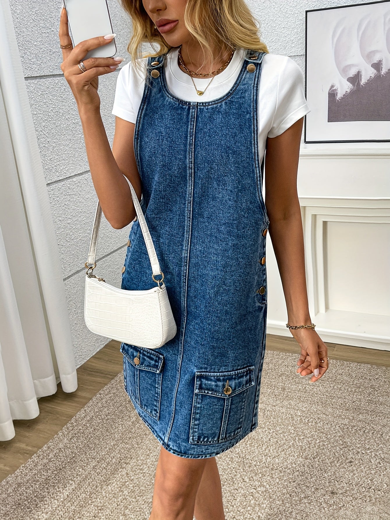 Morin Denim Overall Dress – Casual e Chic