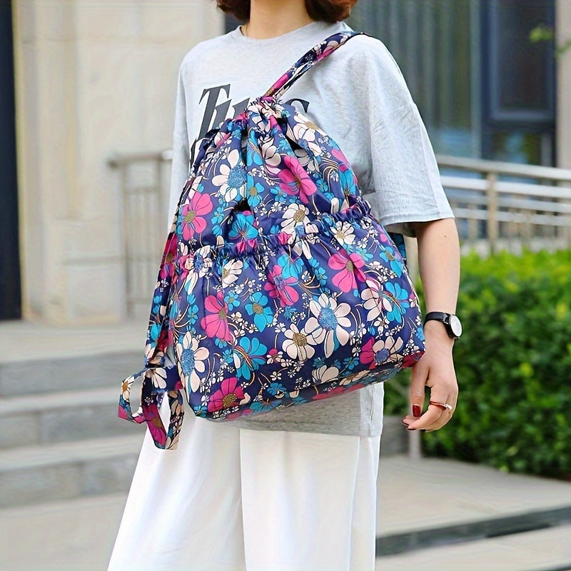 Zaino Geometrico in Nylon con Chiusura a Corda – Perfetto per Viaggi e Attività Sportive