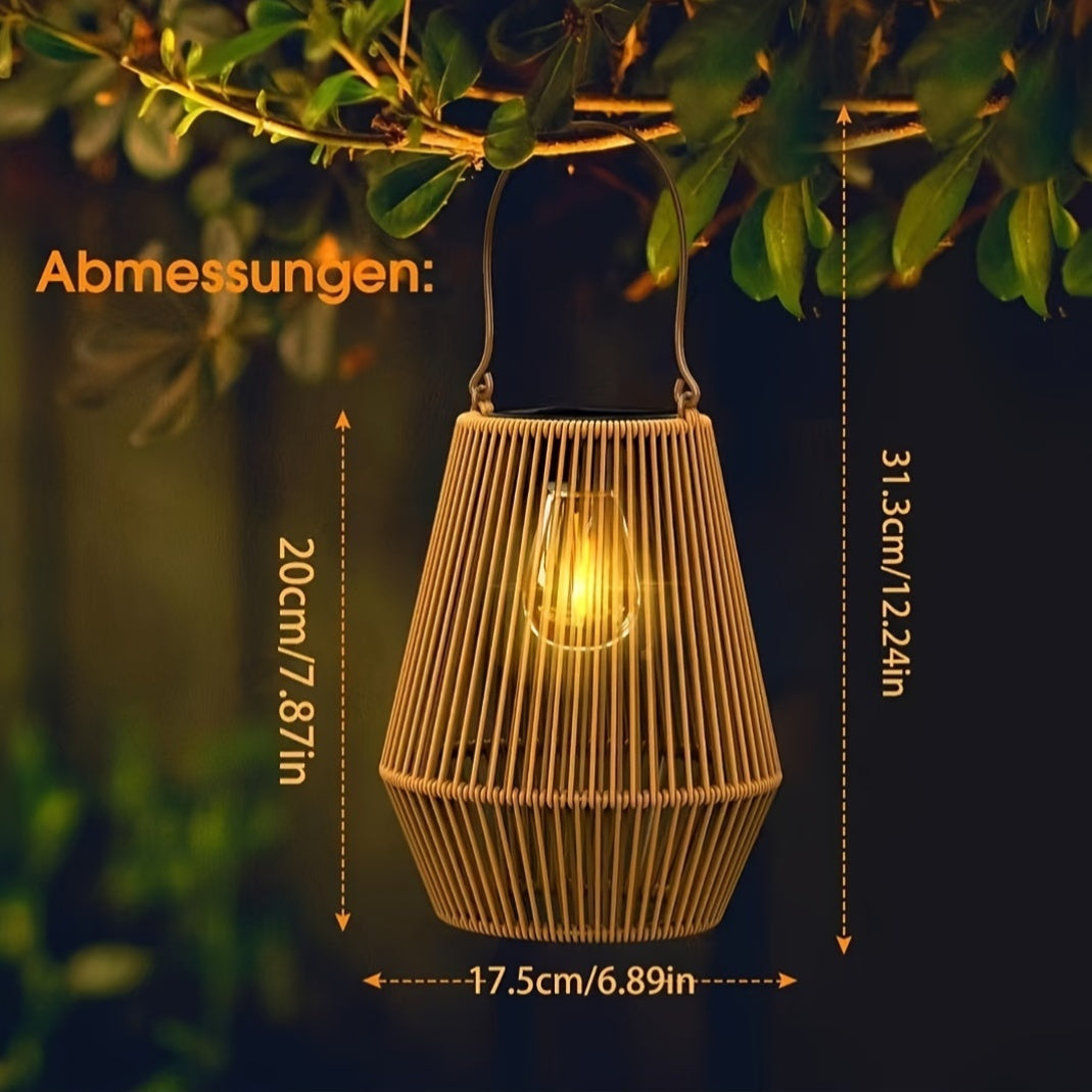 Set di Lampade a Sospensione Solari Boho – Lanterne in Rattan Sostenibili per Giardino e Balcone