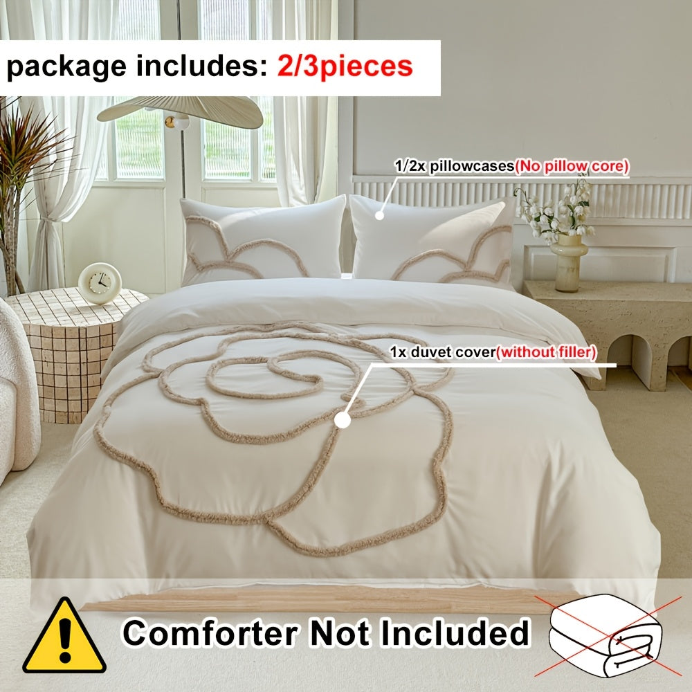 Set di Biancheria da Letto Trapuntata – Copriletto e Federe con Design a Grande Fiore