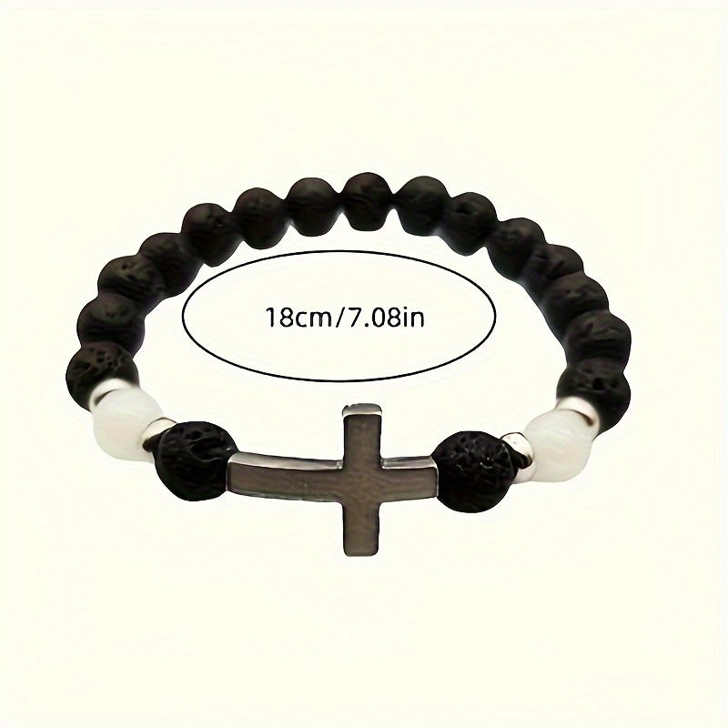 Braccialetto Kralen che Brilla al Buio con Croce - Per uno Stile Unico