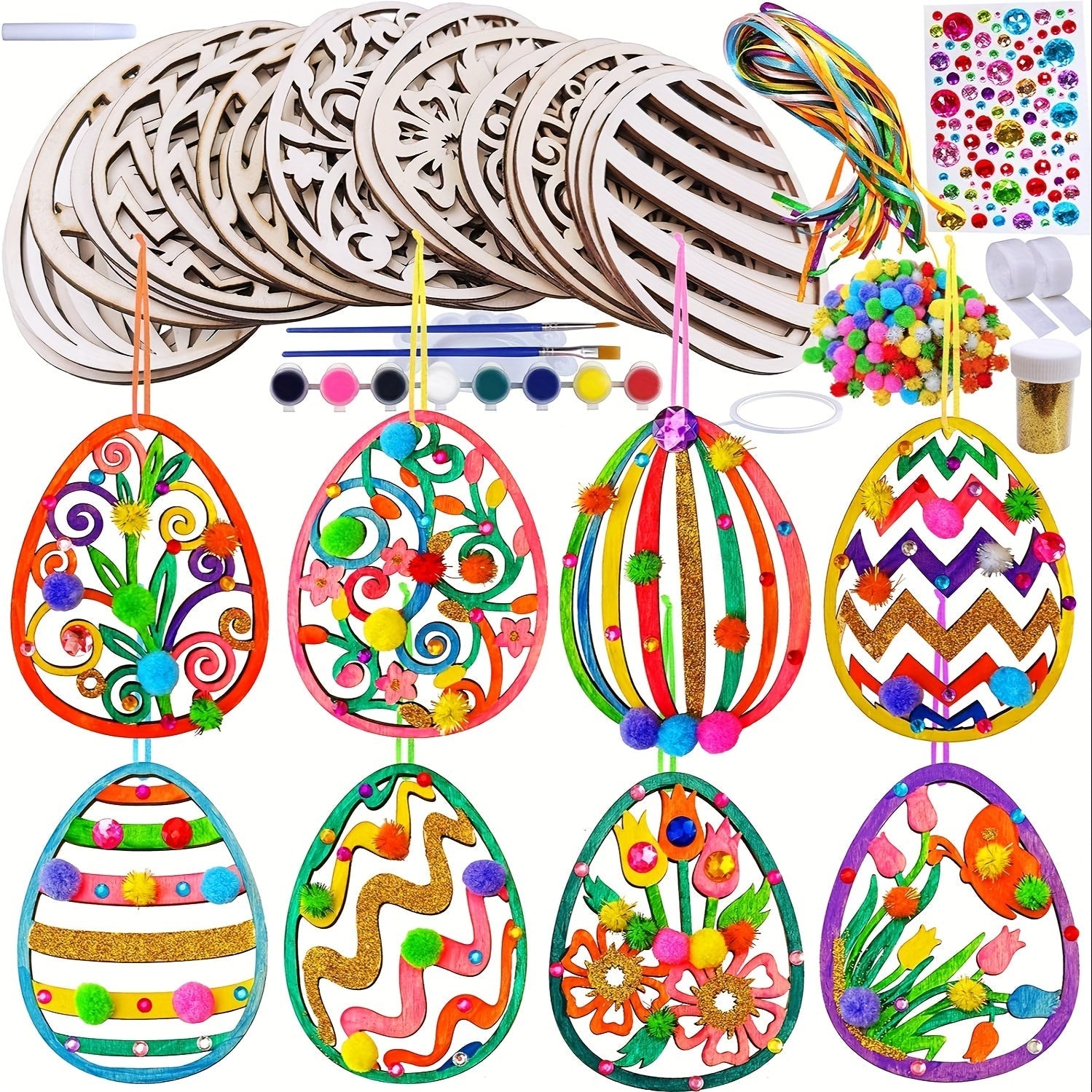 Kit di Fai-da-Te per Uova di Pasqua – Decora le Tue Colorate Uova di Legno per Pasqua