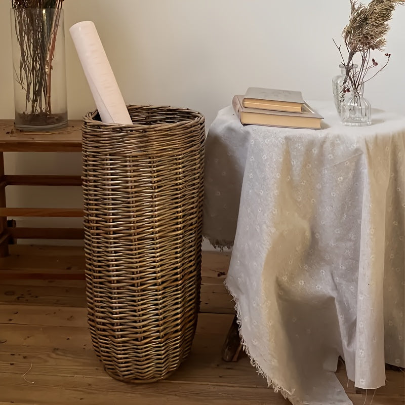 Cesto Vintage in Salice Intrecciato - Elegante e Funzionale per Ogni Casa