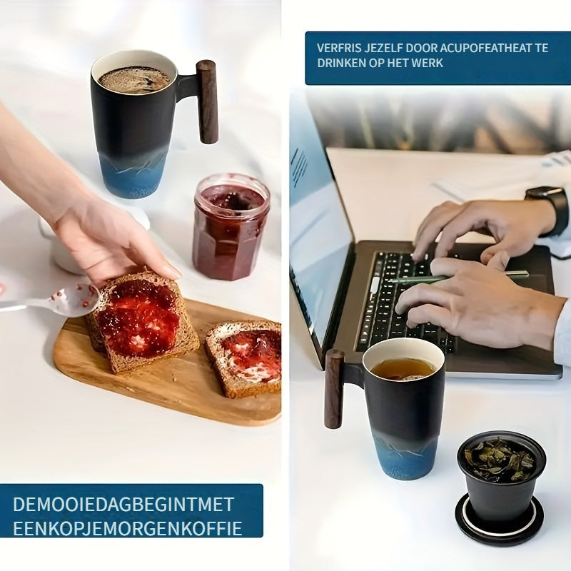 Tazza da Tè in Ceramica Fatta a Mano con Filtro – Design Autentico e Uso Pratico