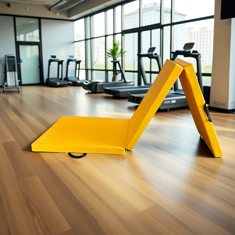 Tappetino da yoga pieghevole a tre pannelli con imbottitura spessa, superficie antiscivolo in PU e maniglia