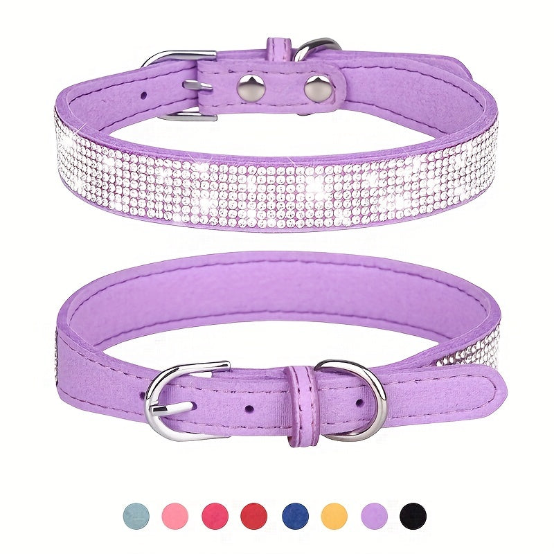 Collare per Cani in Pelle Regolabile con Strass – Forte e Durevole