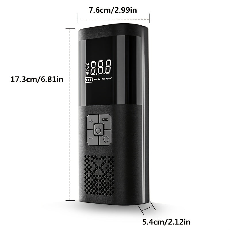 Compressore d'Aria Portatile – Dispositivo Intelligente per Gonfiare Pneumatici con Schermo LCD e Luci LED