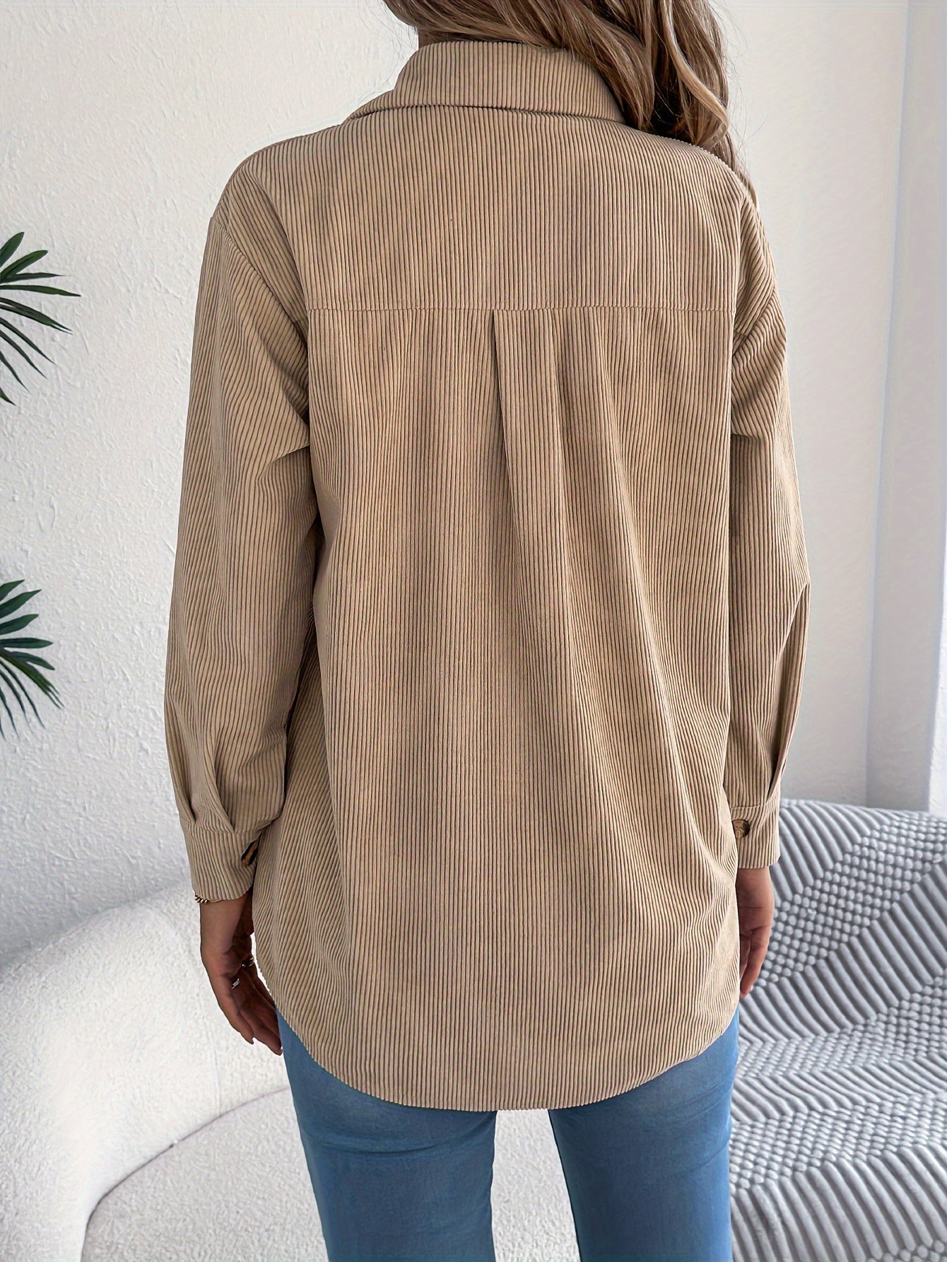 Giacca Casual in Velluto a Coste per Donne – Maniche Lunghe e Collo Classico, Perfetta per l'Autunno e l'Inverno