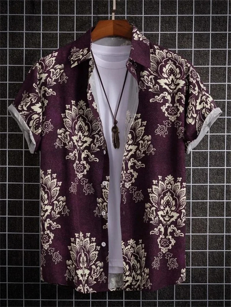 Camicia TropicWave con Stampa di Palma – Fresca e Stilos per Uomini