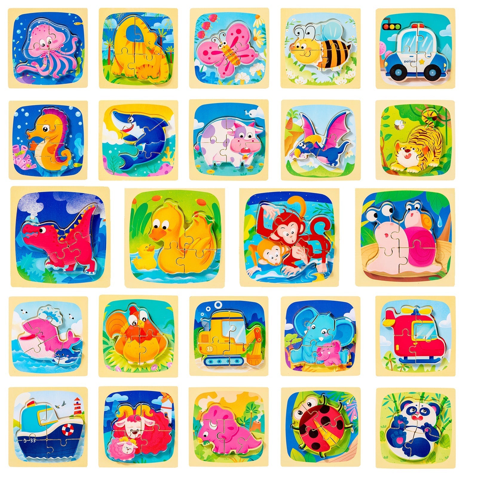 Puzzle di Animali in Legno per Bambini - Educativo e Divertente