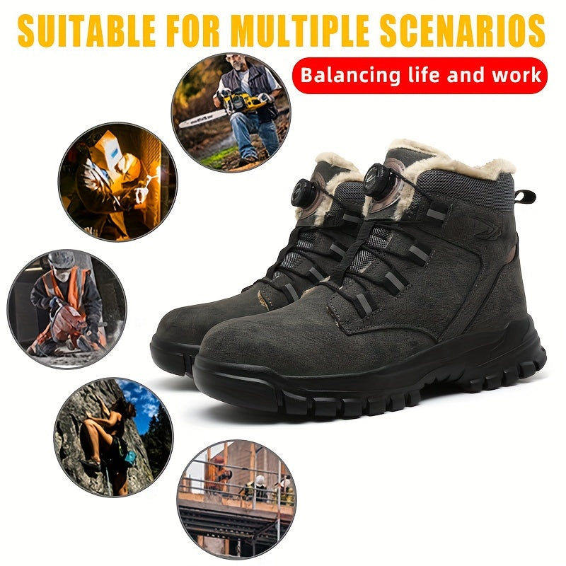 Stivali da Lavoro Sicuri per Uomini con Punta in Acciaio e Fleece – Resistente e Antipunctura