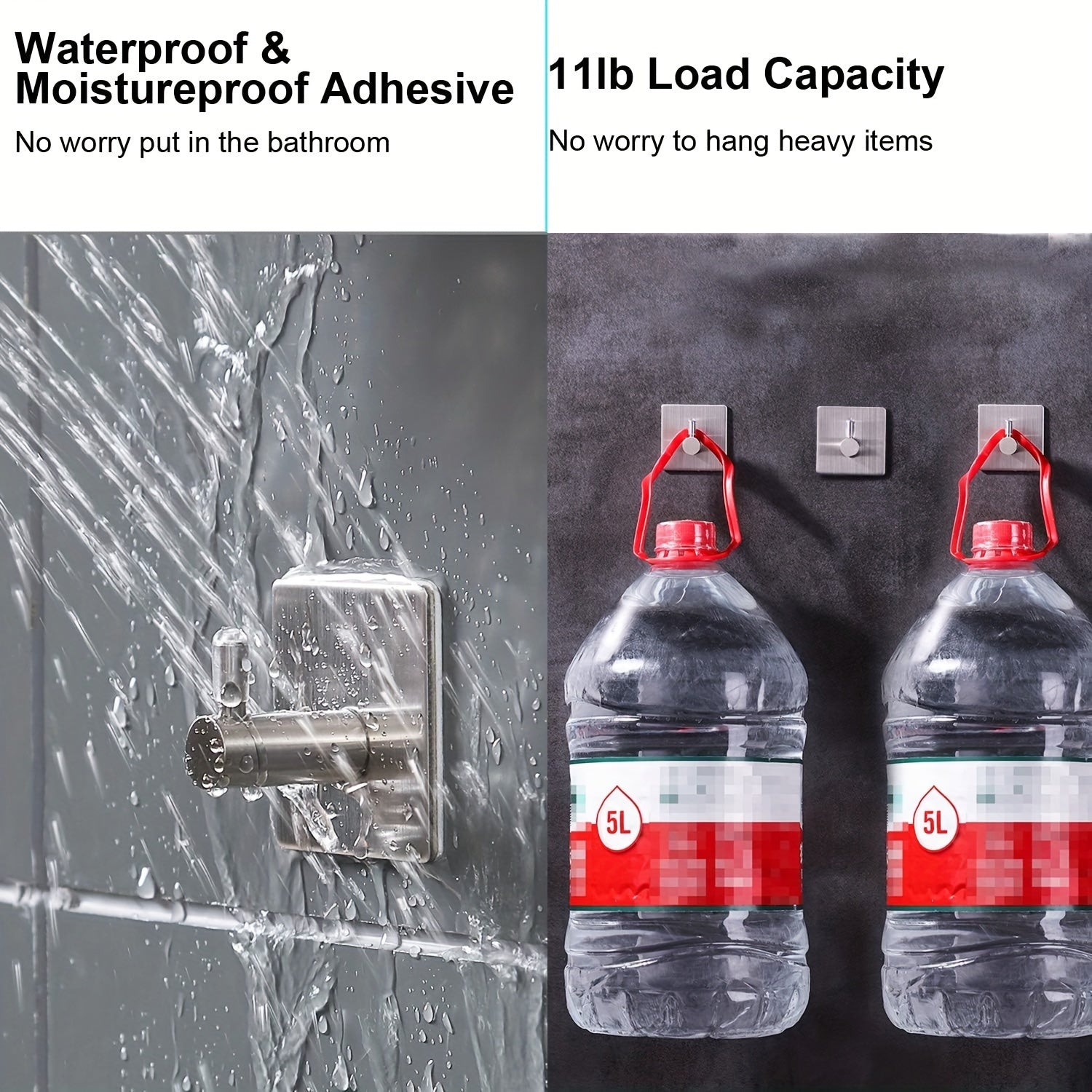 Set di Ganci da Parete Autoadesivi in Acciaio Inossidabile a 4 Pezzi – Minimalista, Potente e Resistente all'Acqua