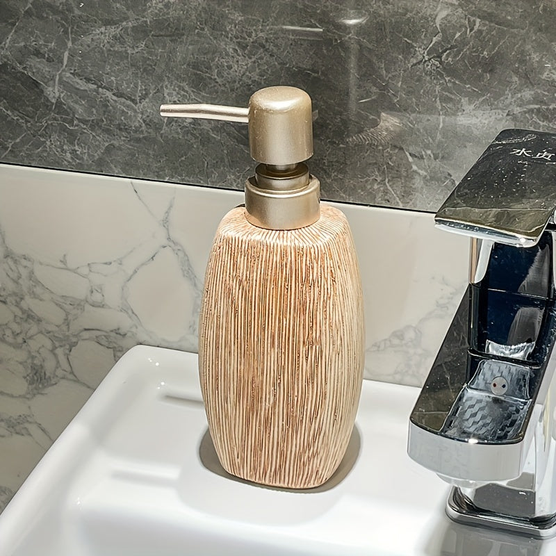 Set da Bagno in Ceramica Stile Venatura Legno – Accessori di Lusso per un Tocco Naturale nel Tuo Bagno