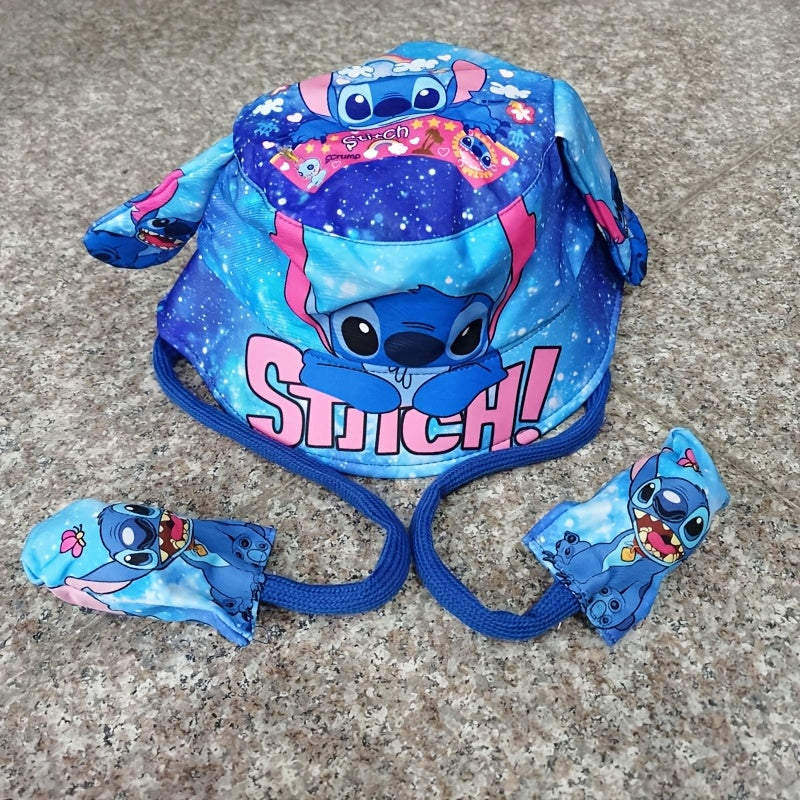 Cappello da Pescatore con Orecchie Mobili per Bambini – Design Carino di Stitch