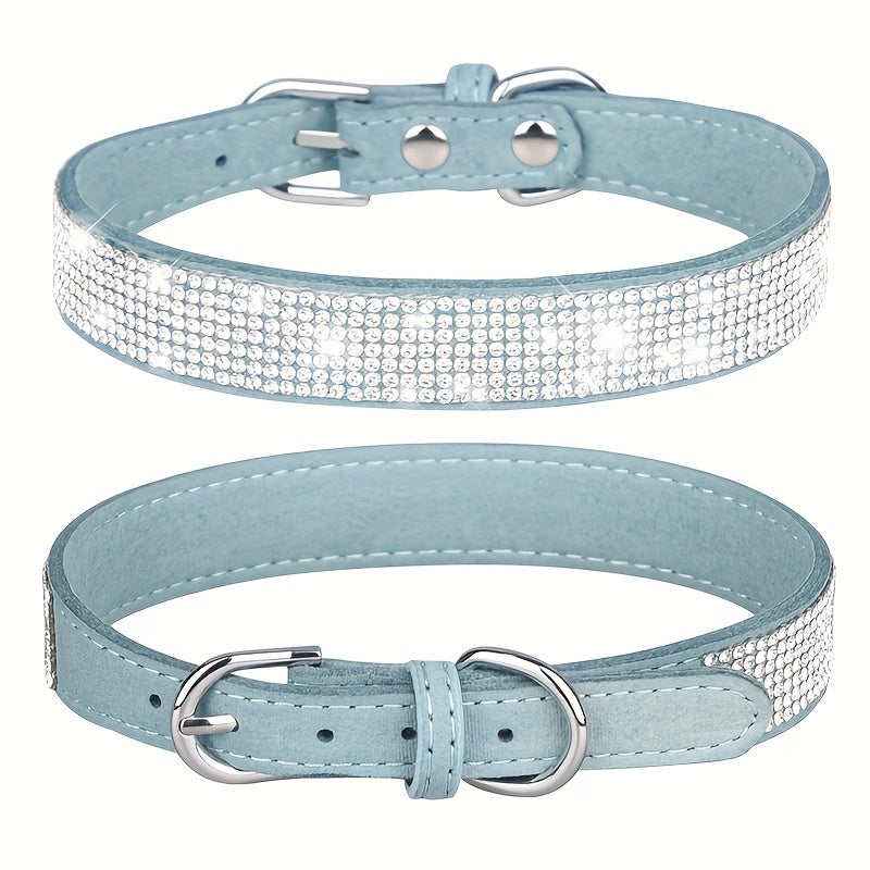 Collare per Cani in Pelle Regolabile con Strass – Forte e Durevole