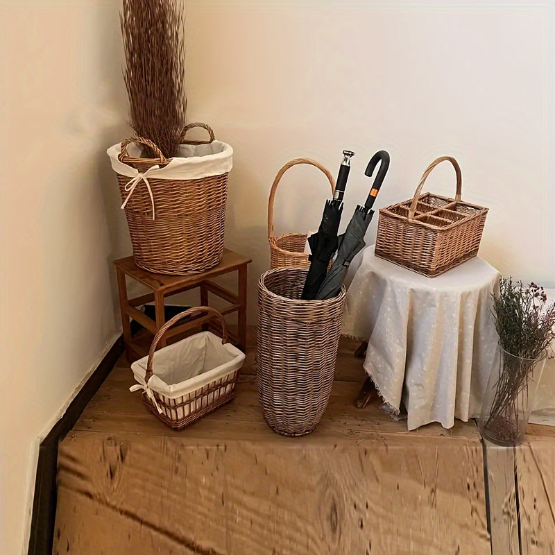 Cesto Vintage in Salice Intrecciato - Elegante e Funzionale per Ogni Casa