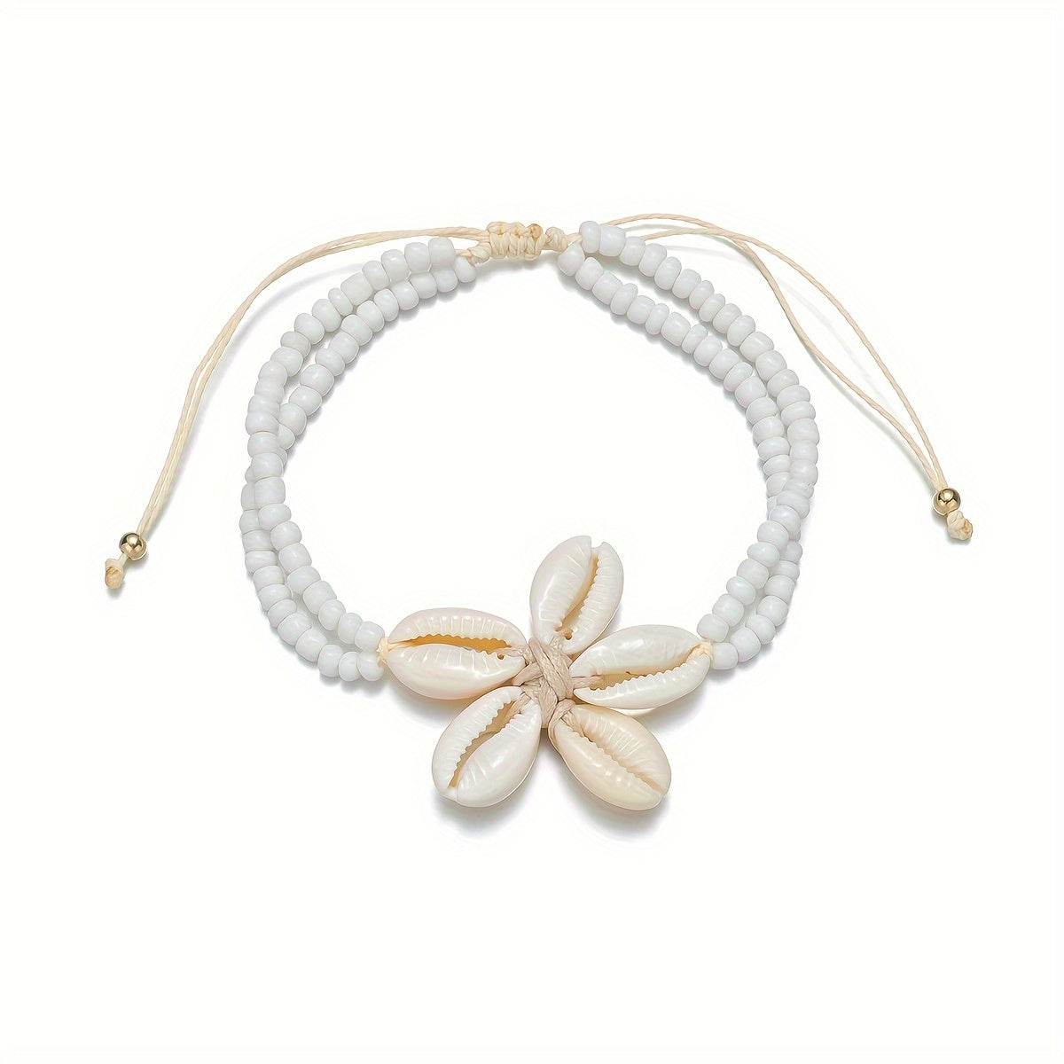 Braccialetto alla Caviglia Bohemien con Fiore di Conchiglia - Accessorio Elegante per Estate e Vacanze