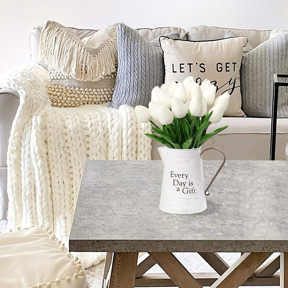 Set di 10 Tulipani Bianchi Artificiali – Perfetti per Matrimoni, Fotografia e Decorazione d'Interni