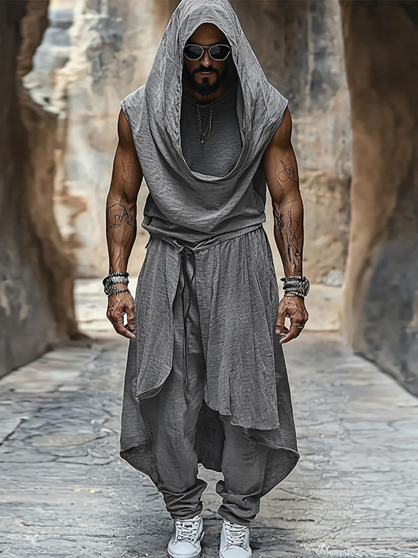 Set Mid-Length da Uomo – Gilet Senza Maniche e Pantaloni Baggy