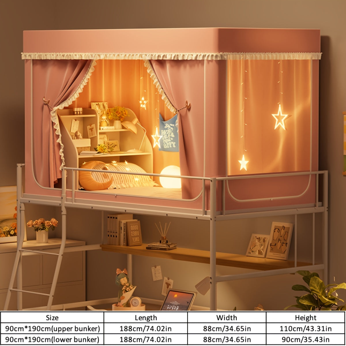 StarryBunk Letto a Castello Regolabile - Accogliente e Protetto con Zanzariera