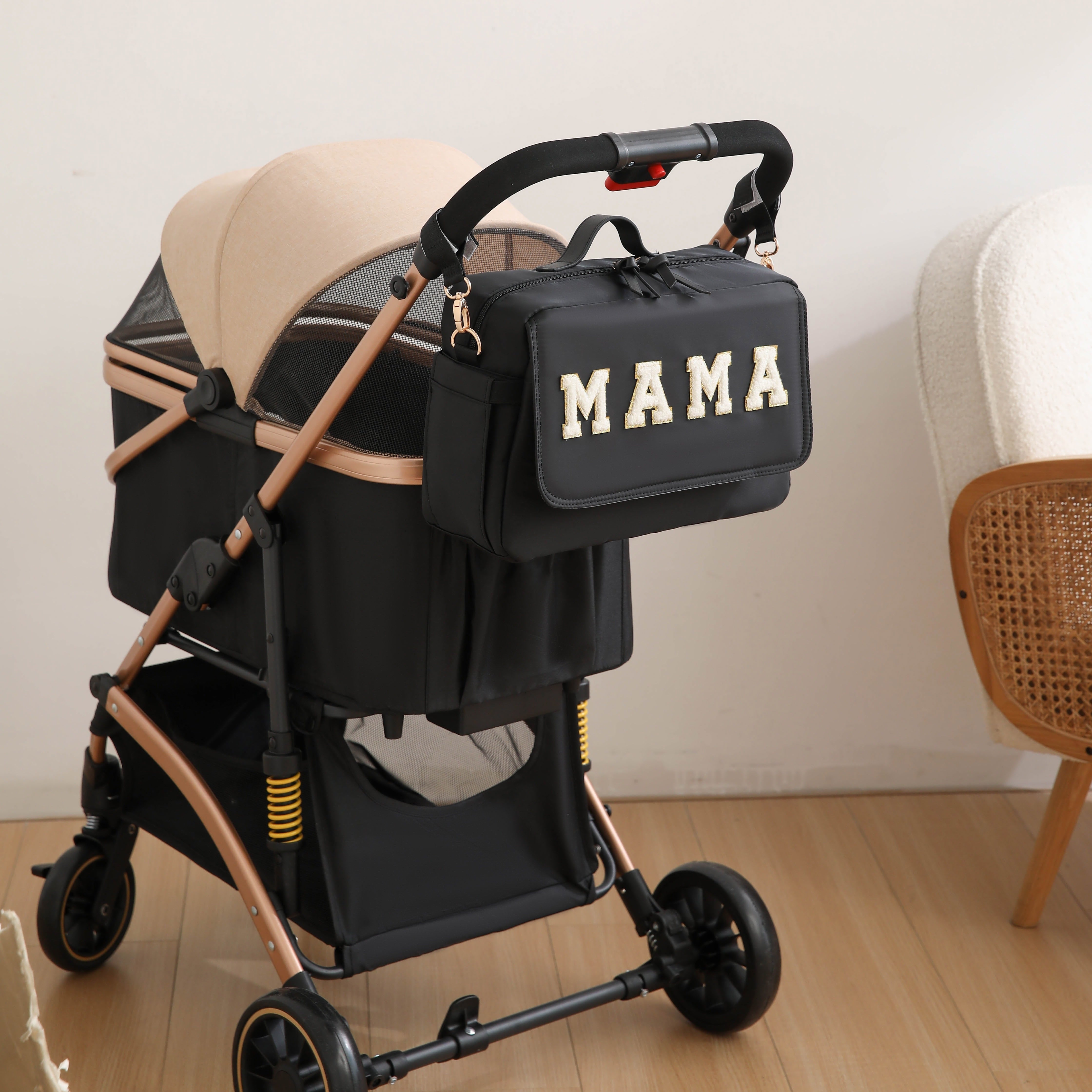 Organizer per Passeggini Mama Universele – Con Porta Biberon Isolato e Custodia per Telefono Rimovibile