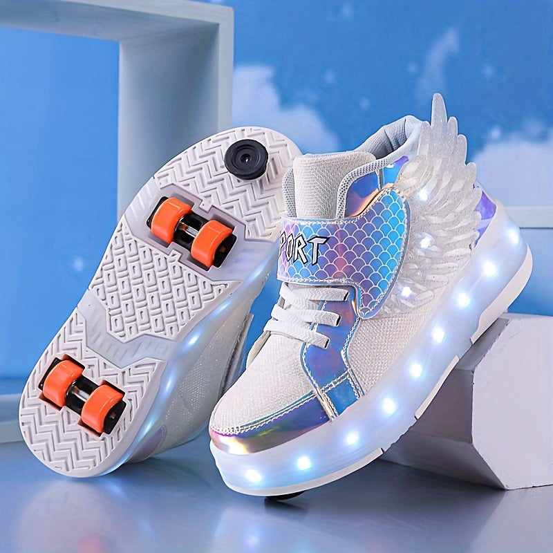 Scarpe da Pattinaggio Luminescenti con Ali – Ricaricabili via USB per Ragazze e Adolescenti