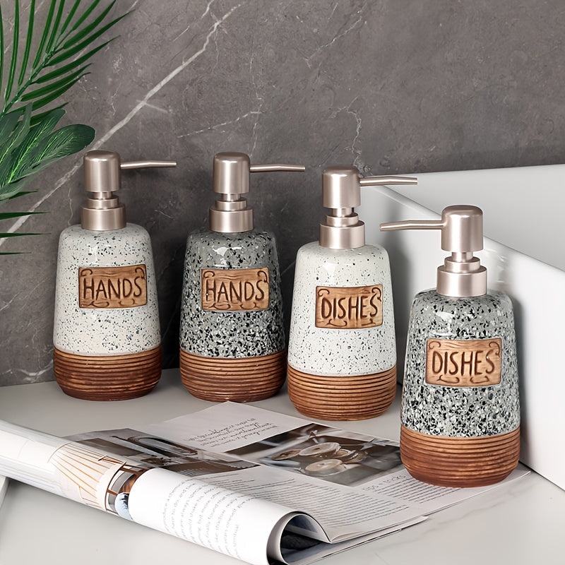 Dispenser di Sapone Ceramico Vintage – 420ml per Cucina o Bagno