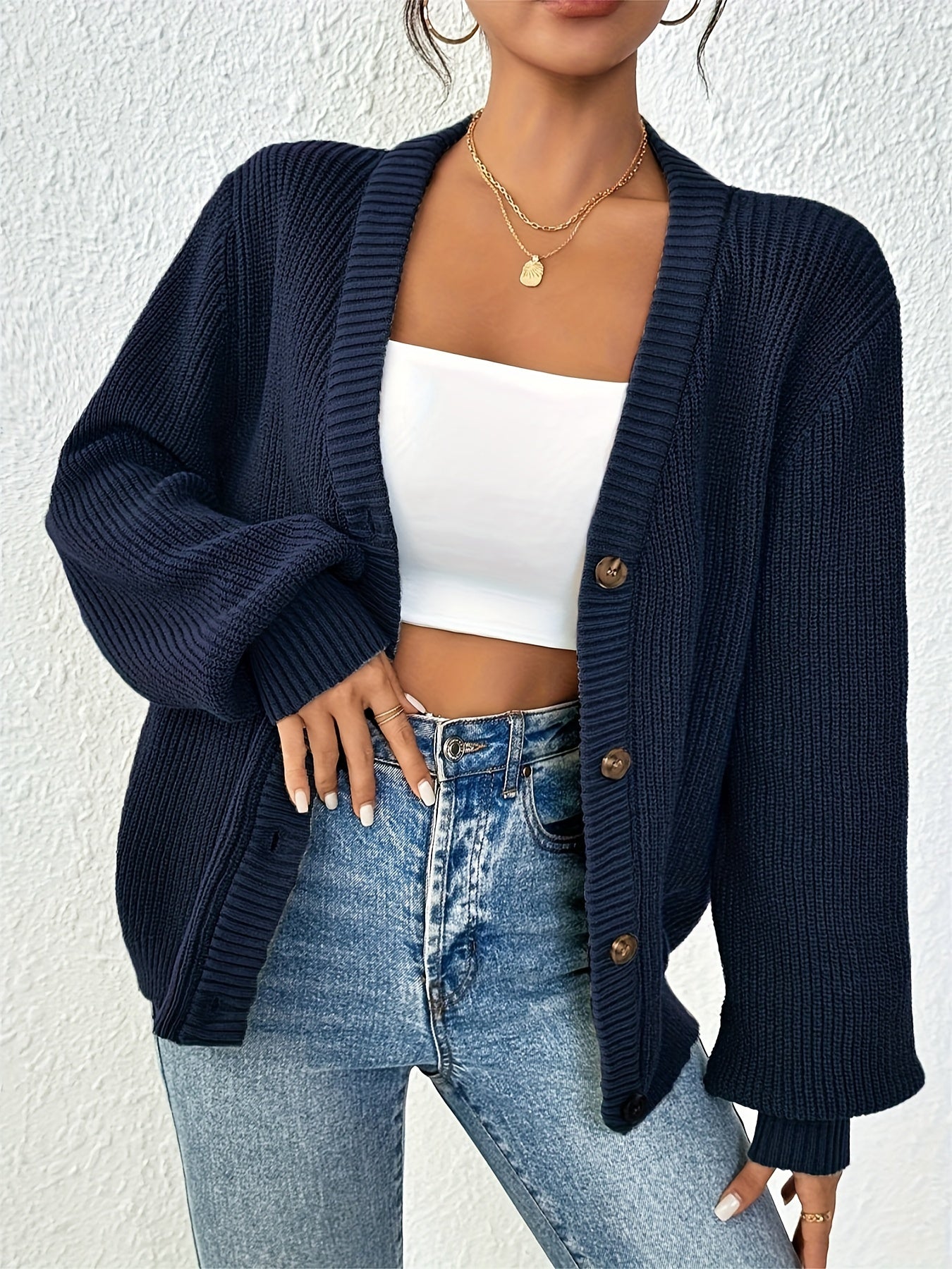 Cardigan Autonomo Effen In Maglia – Elegante e Caldo per Primavera e Autunno