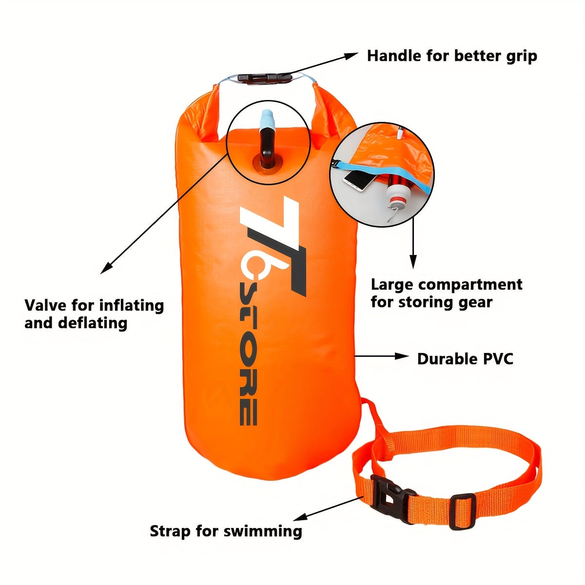 Boia da Nuoto Impermeabile da 20L con Spazio di Stoccaggio – Sicura e Pratica per il Nuoto in Acqua Libera