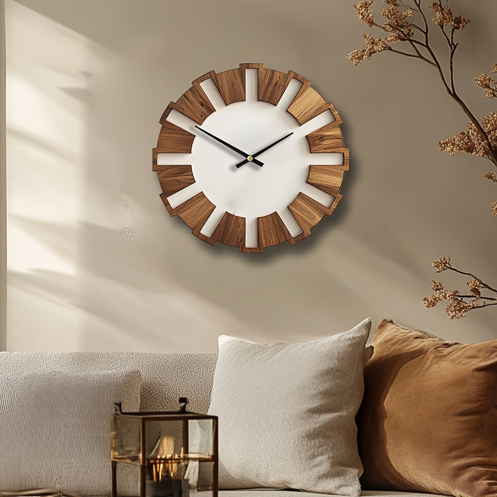 Orologio da Parete in Legno Rustico con Meccanismo Silenzioso – Design Senza Tempo per Soggiorno, Ufficio e Camera da Letto