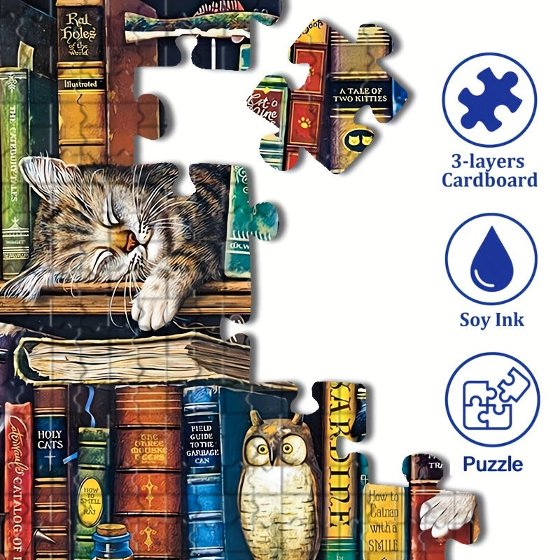 Puzzle Gatto sulla Mensola dei Libri – Per Amanti dei Puzzle e dei Gatti