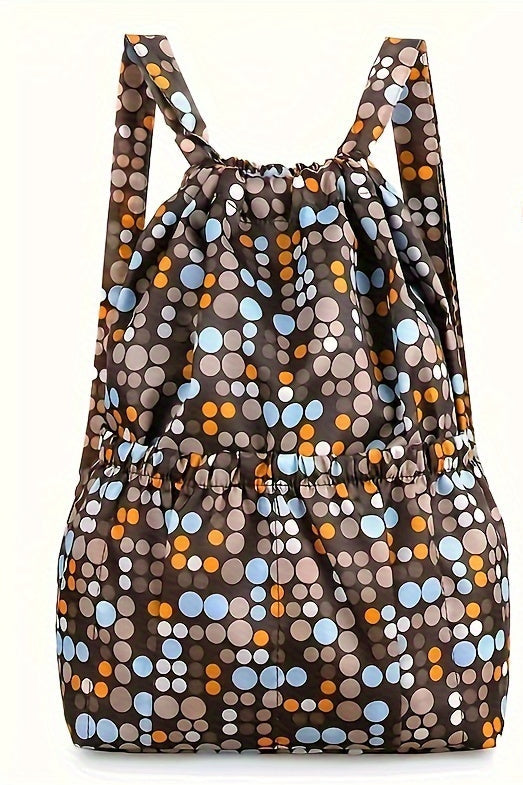 Zaino Geometrico in Nylon con Chiusura a Corda – Perfetto per Viaggi e Attività Sportive