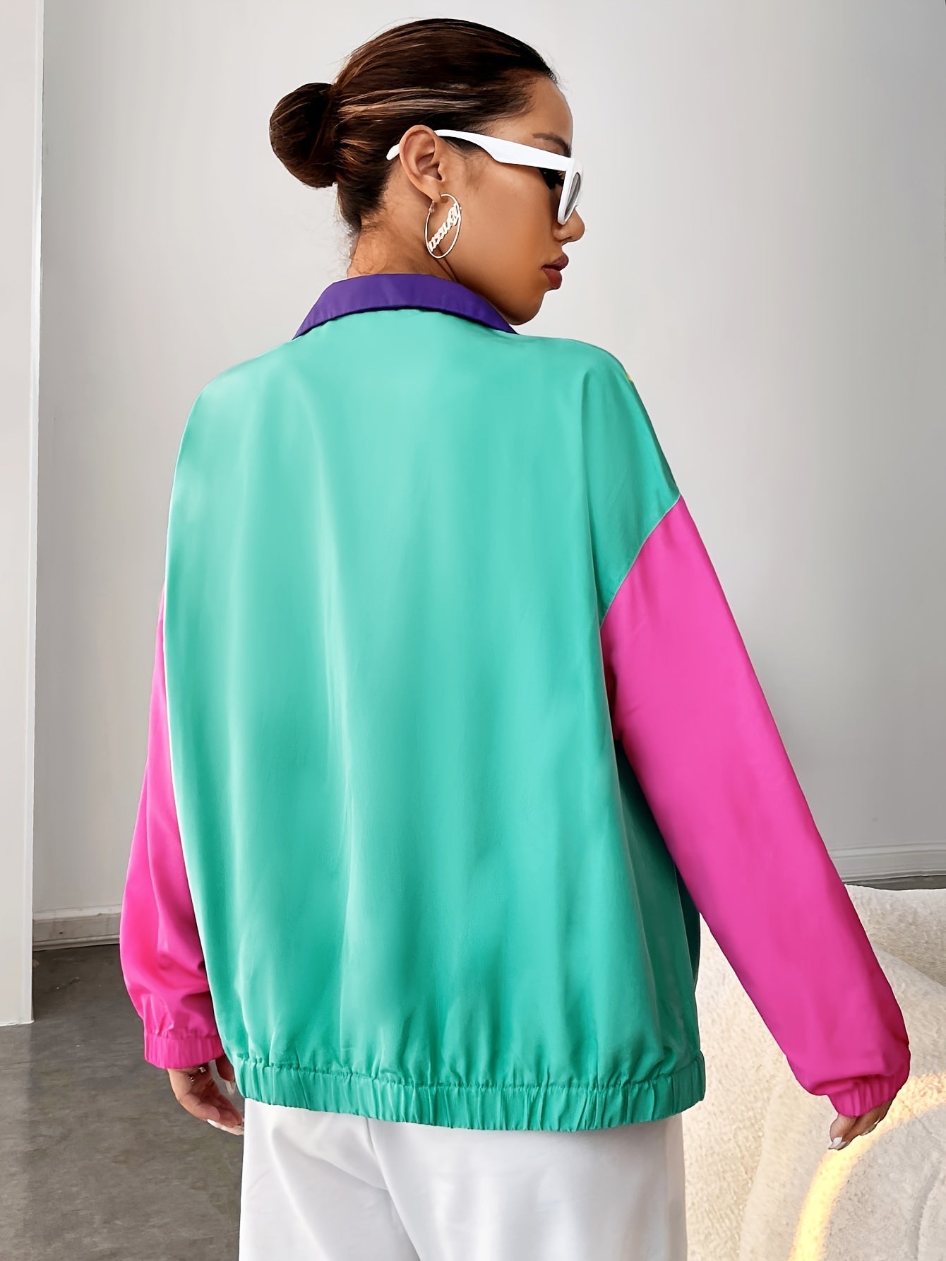 Giacca Casual a Zip Color Block – Trendy e Confortevole per Primavera e Autunno