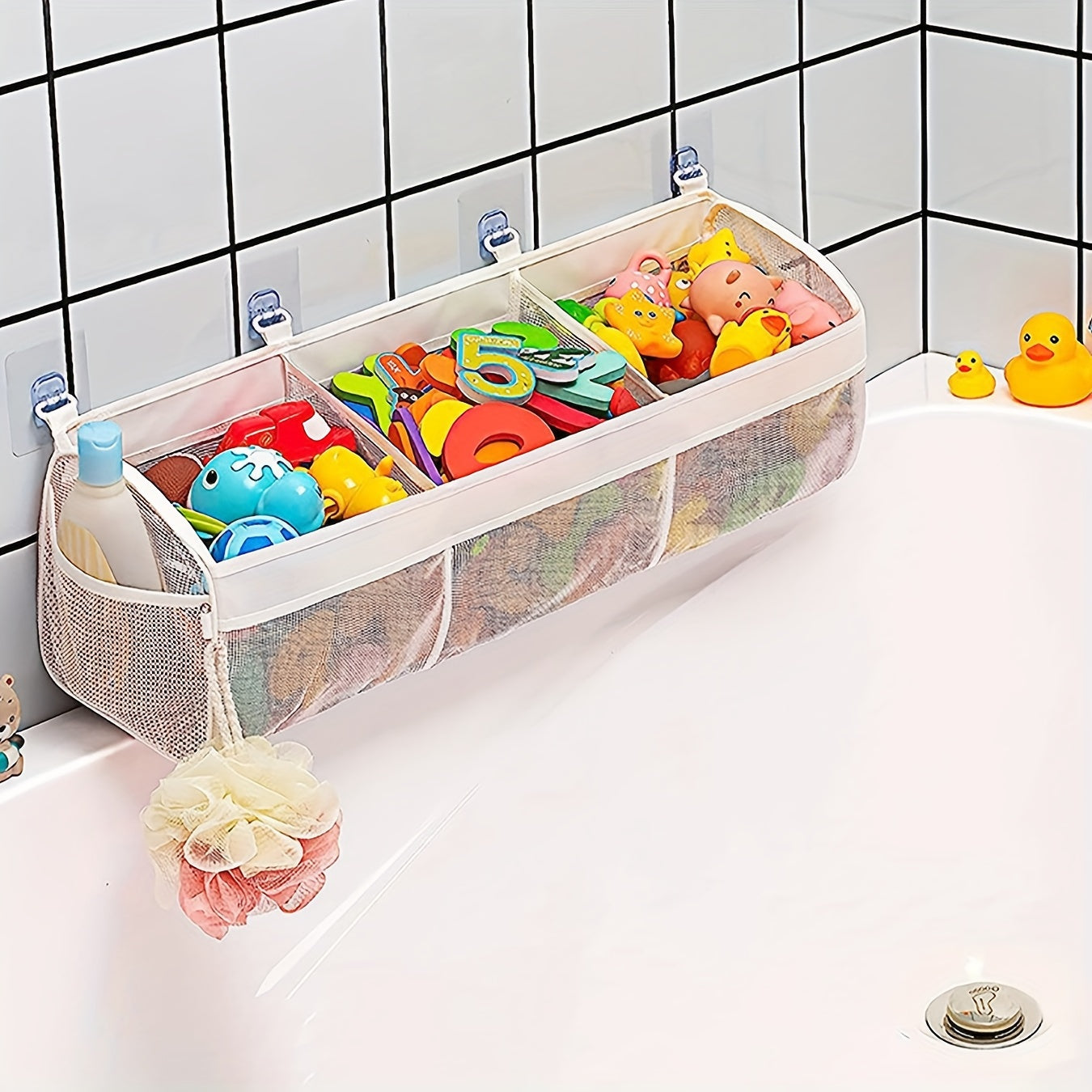 Organizzatore di giocattoli da bagno in rete - Perfetto per tenere tutto in ordine