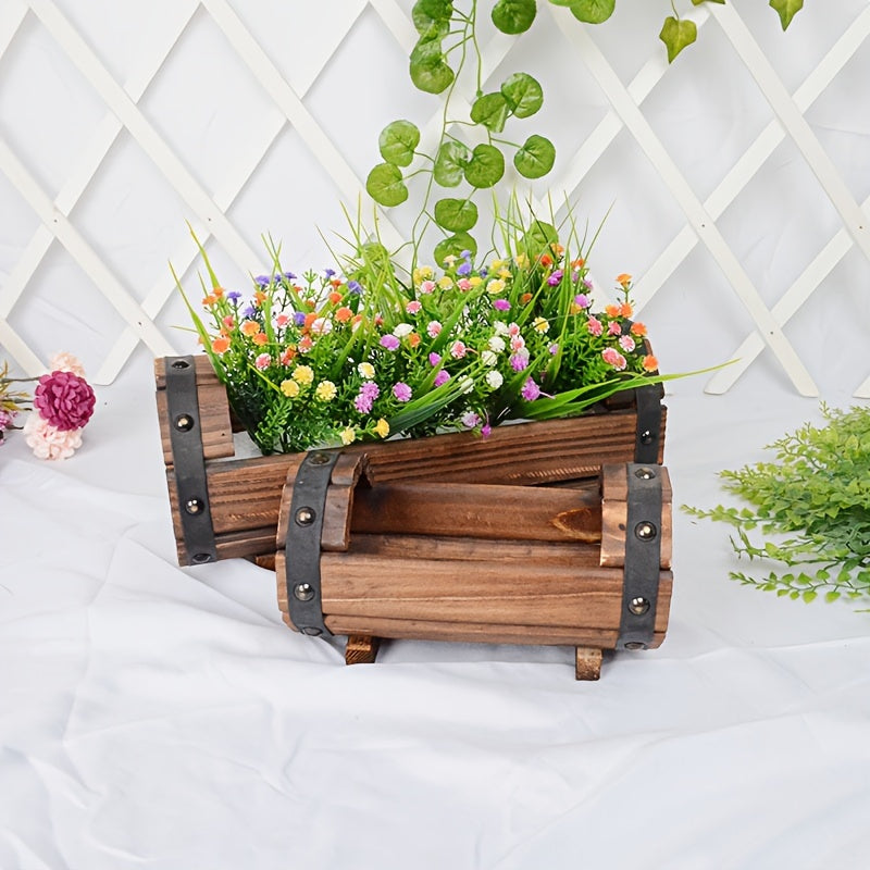 Set di Vasi in Legno Vintage – Un Accattivante Elemento per Interni ed Esterni