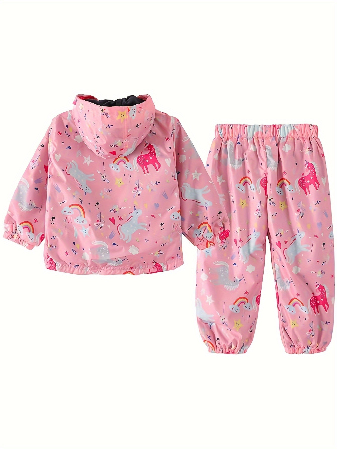 Set Due Pezzi Leggero per Ragazze – Giacca Impermeabile con Cappuccio e Pantaloni per Avventure all'Aperto