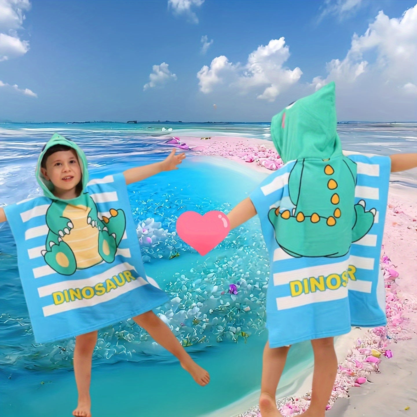 Asciugamano da Spiaggia per Bambini con Dinosauri e Pirati – Morbida Accappatoio con Cappuccio