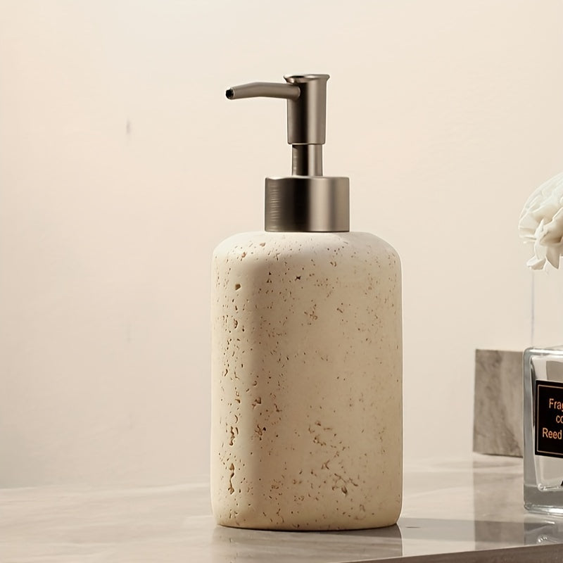 Dispenser per Sapone in Marmo – Dispenser di Resina di Lusso con Pompa in Acciaio Inossidabile per Bagno o Cucina
