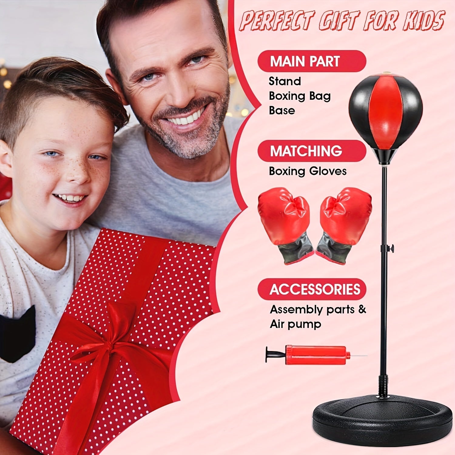 Borsa da Boxe Junior - Borsa da Boxe Regolabile con Guanti per Bambini