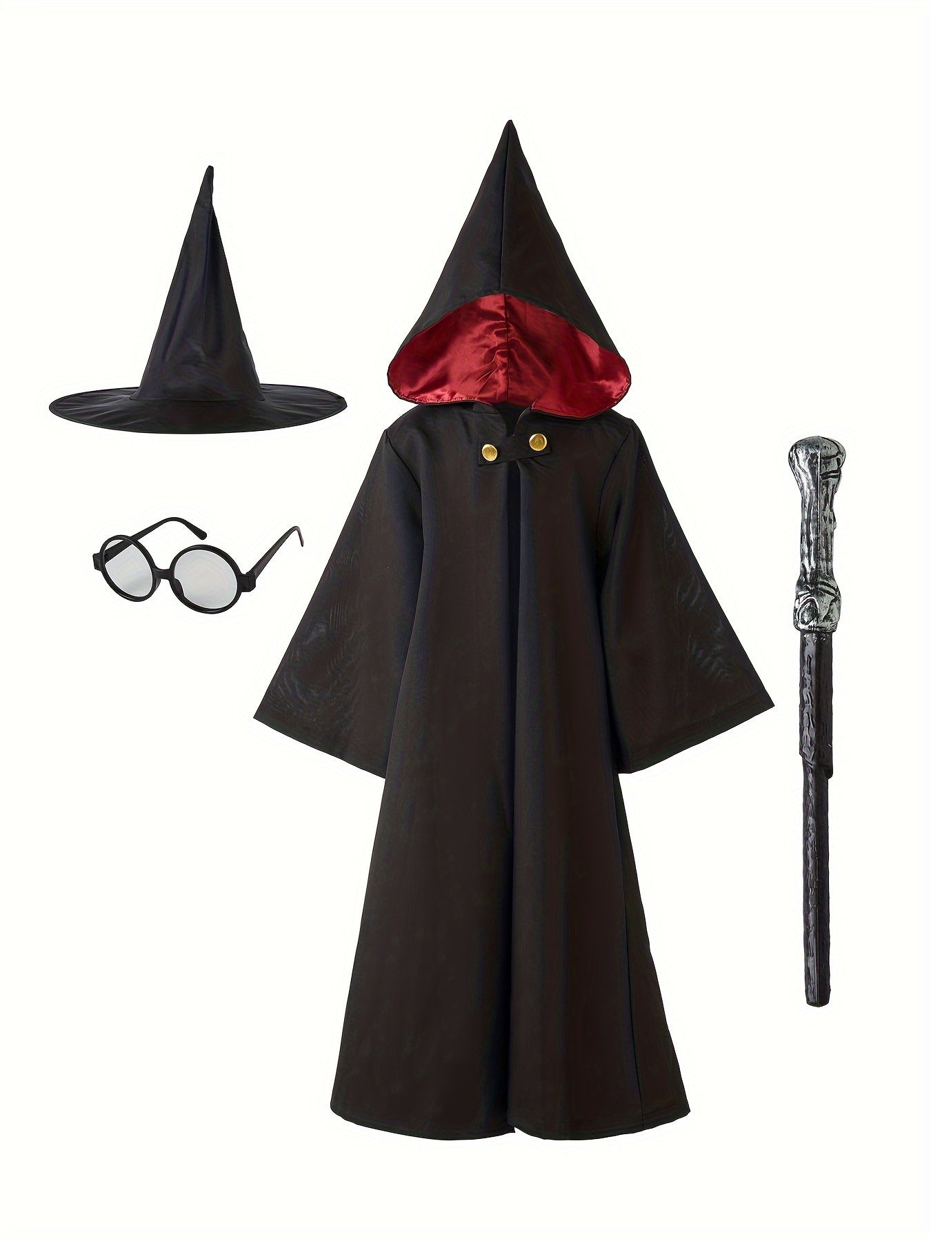 Costume da Maghetto di Harry Potter per Bambini – Completo di Cappello, Bacchetta e Occhiali