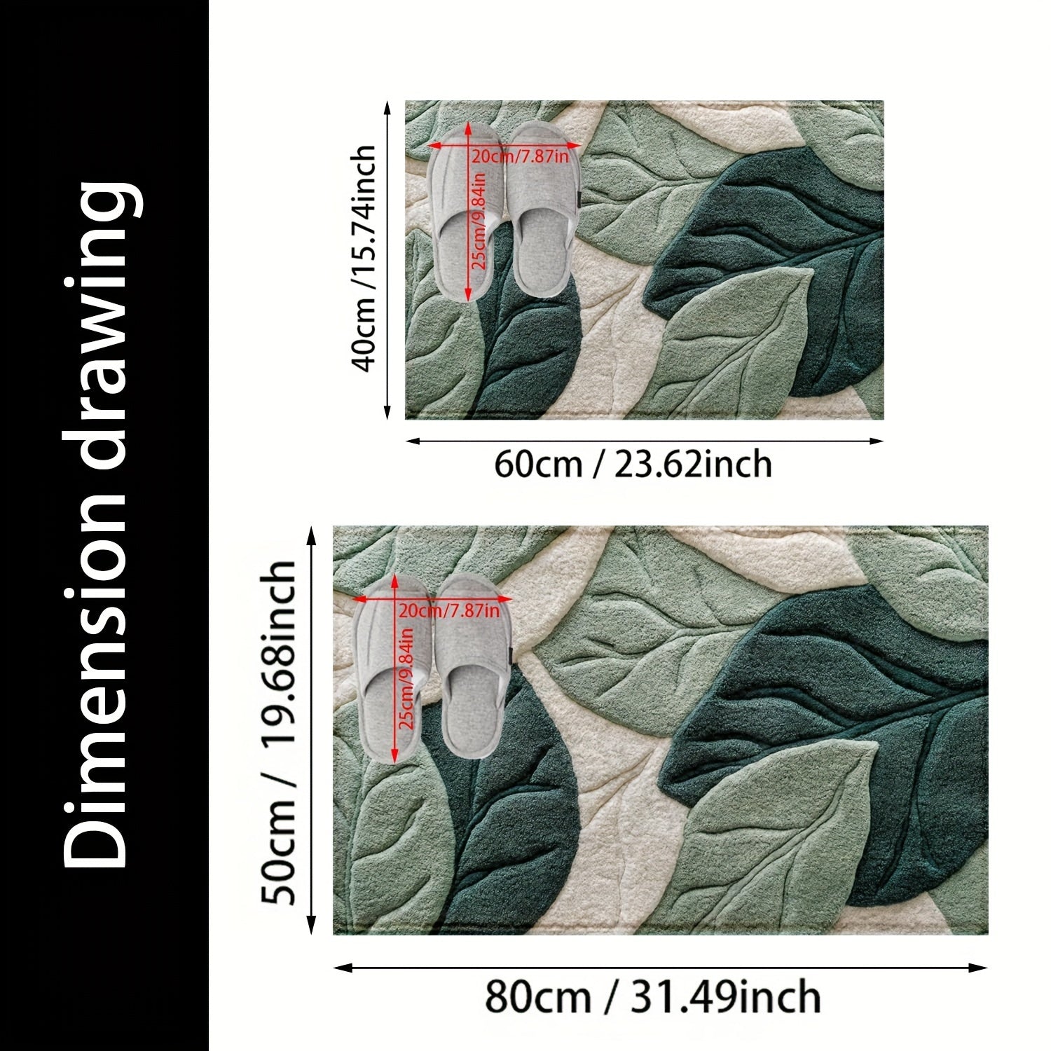 Tappetino da Bagno con Foglie – Assorbente, Morbido e Confortevole per il Bagno